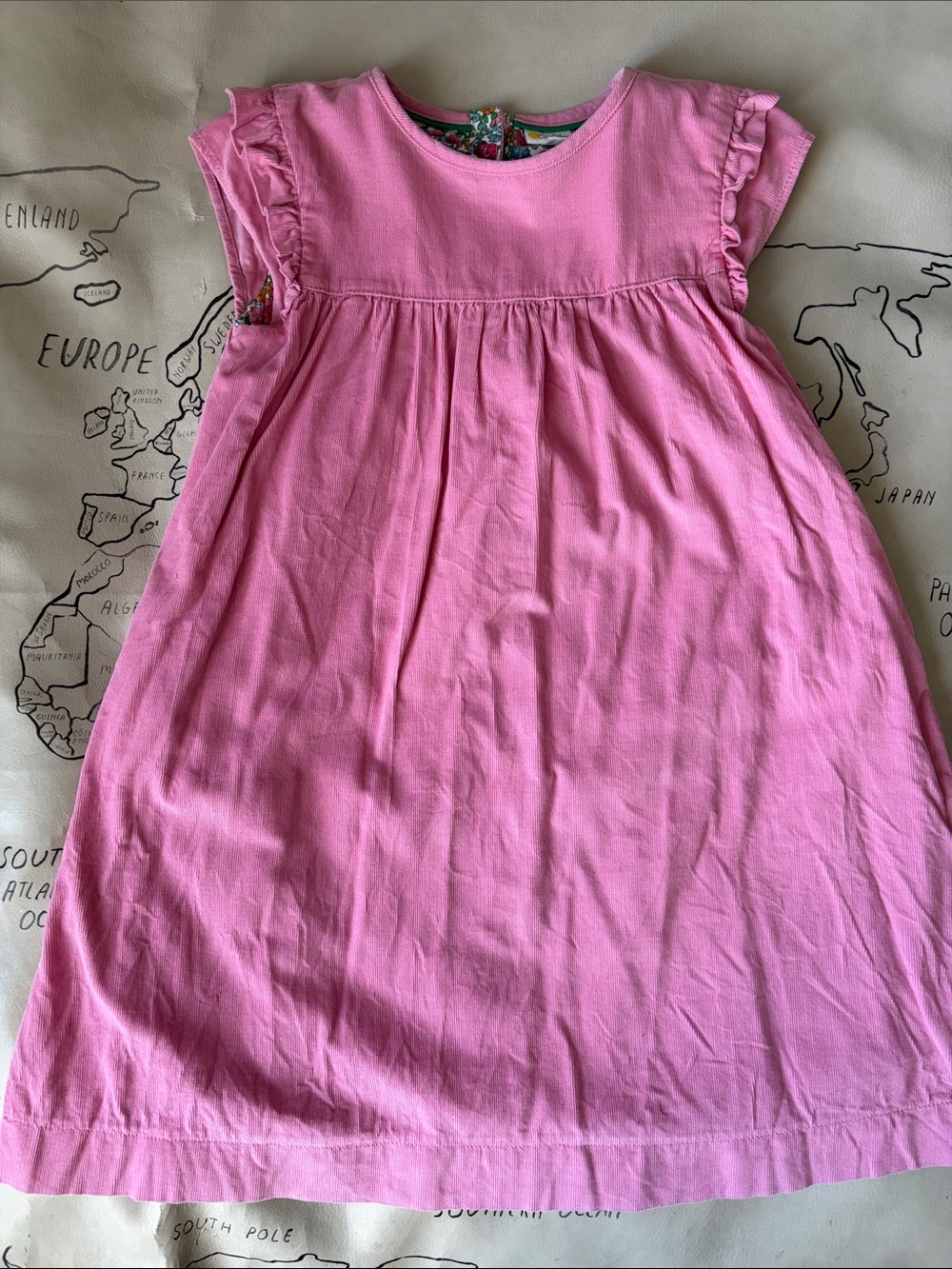 Mini Boden Pink Flutter Sleeve Corduroy Dress